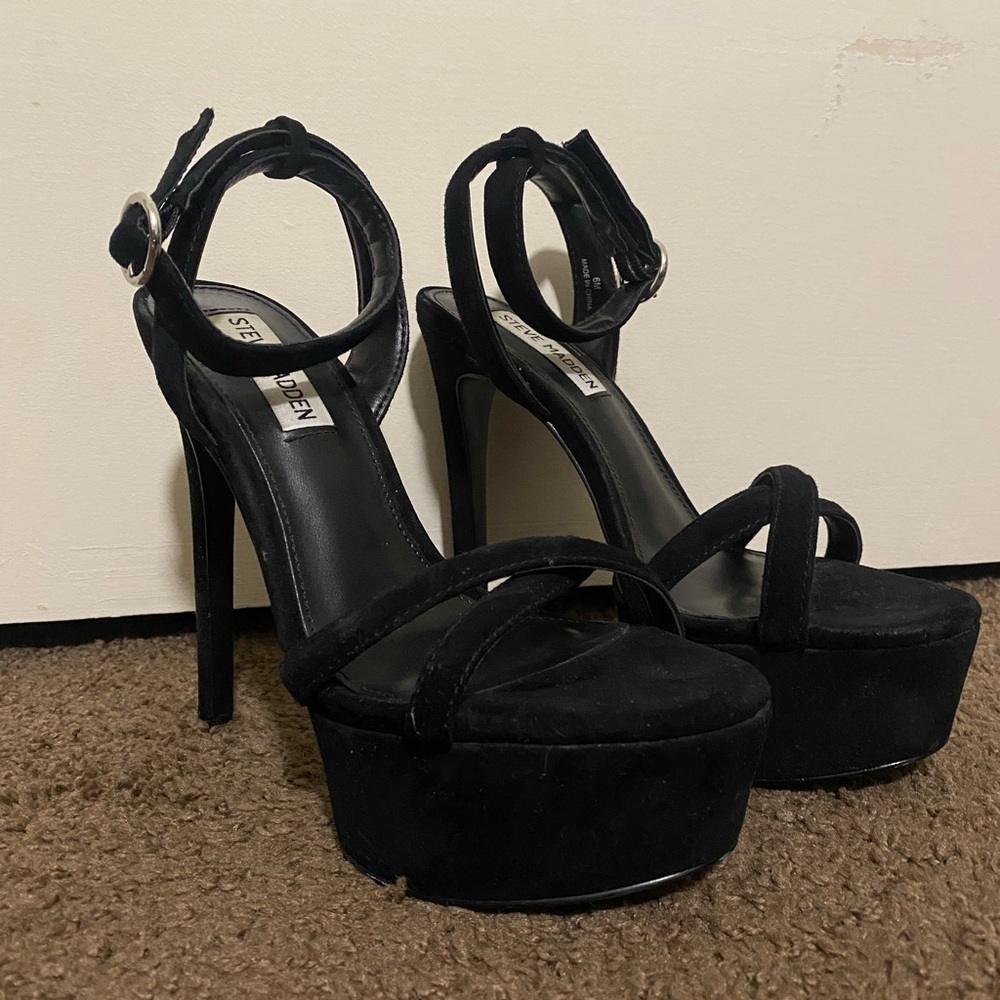 Steve Madden Black Suede Platform Heels